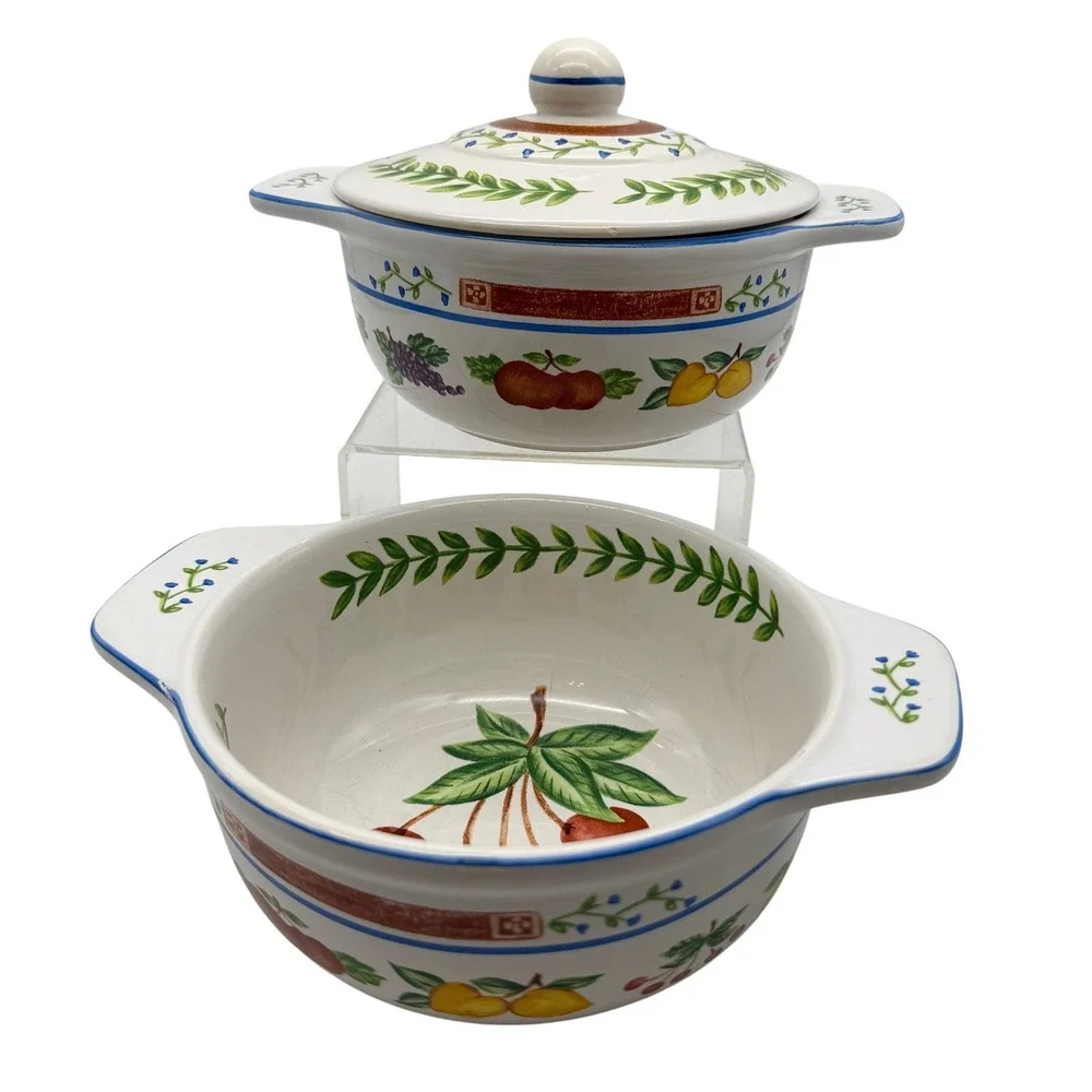 Strata Group Fresh N Fruity Personal casseroles Set of 2 White Stoneware